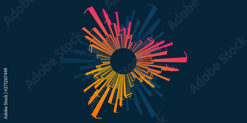 Abstract Retro Style Cityscape Concept - Background Vector 