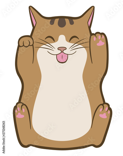 Cartoon cat show tongue