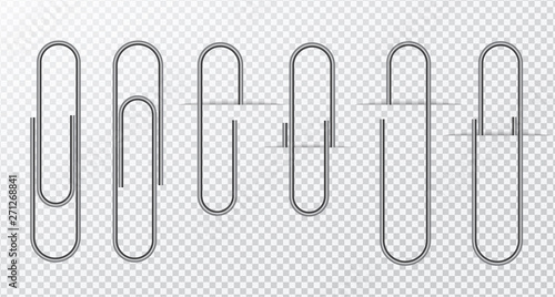 Metal wire paper clip On a transparent background