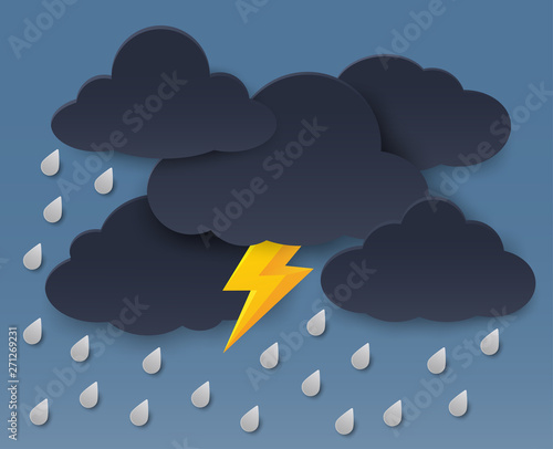 Storms and black rain clouds cause the rain to have a yellow lightning line.