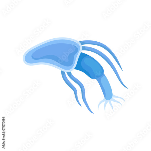 Blue plankton with a long body. Vector illustration on white background.