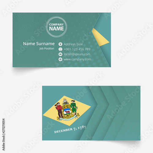 Delaware Flag Business Card, standard size (90x50 mm) business card template.