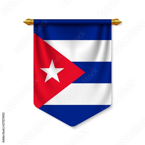 3d realistic pennant with flagn