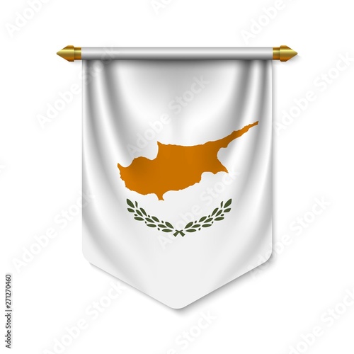 3d realistic pennant with flag