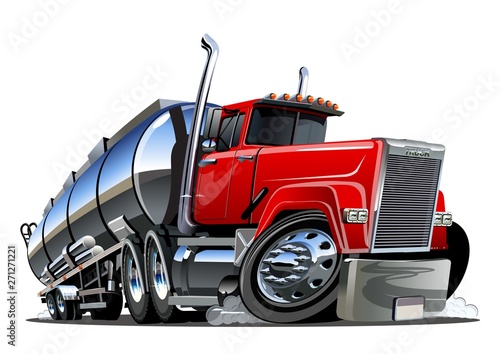 Cartoon semi tanker truck isolated on white background