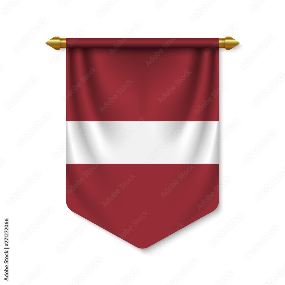 Obraz premium 3d realistic pennant with flag
