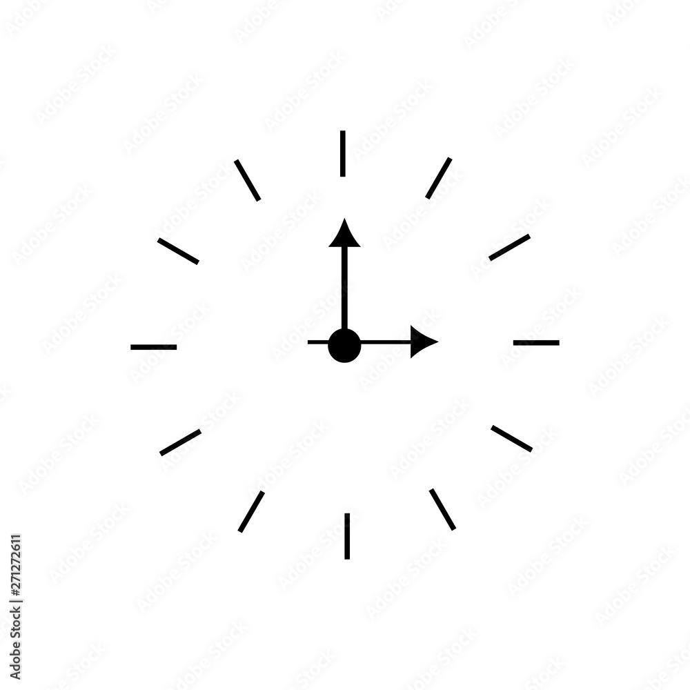 Vector simple classic black and white round wall clock. Vector illustration. - Vector Vector simple classic black and white round wall clock. Vector illustration. - Vector