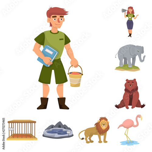 Vector design of zoo  and park logo. Set of zoo  and animal stock symbol for web.