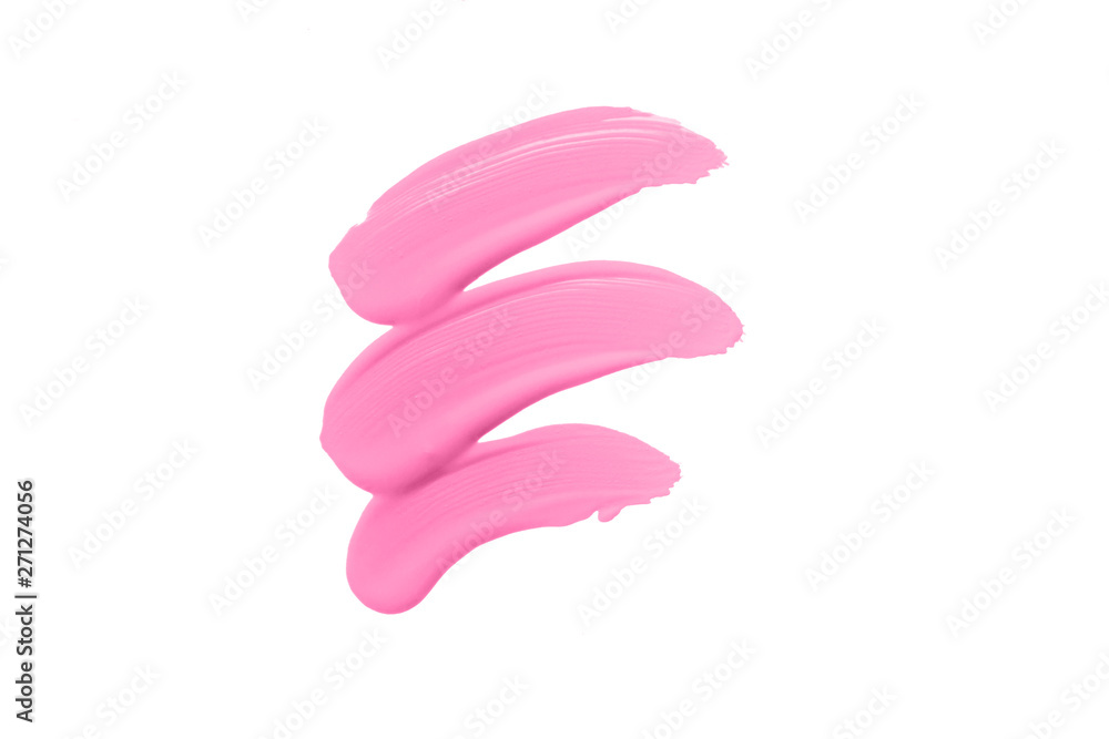 Pink liquid smudges isolated on white background.