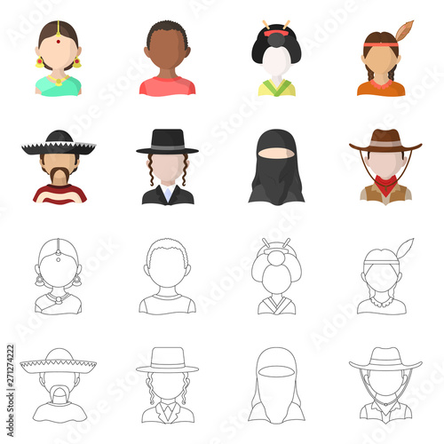 Isolated object of imitator and resident logo. Collection of imitator and culture stock vector illustration.