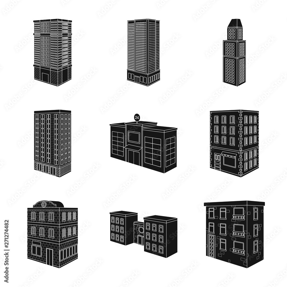 Vector illustration of architecture and estate sign. Set of architecture and build stock symbol for web.