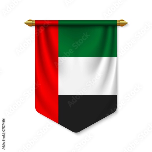3d realistic pennant with flagn