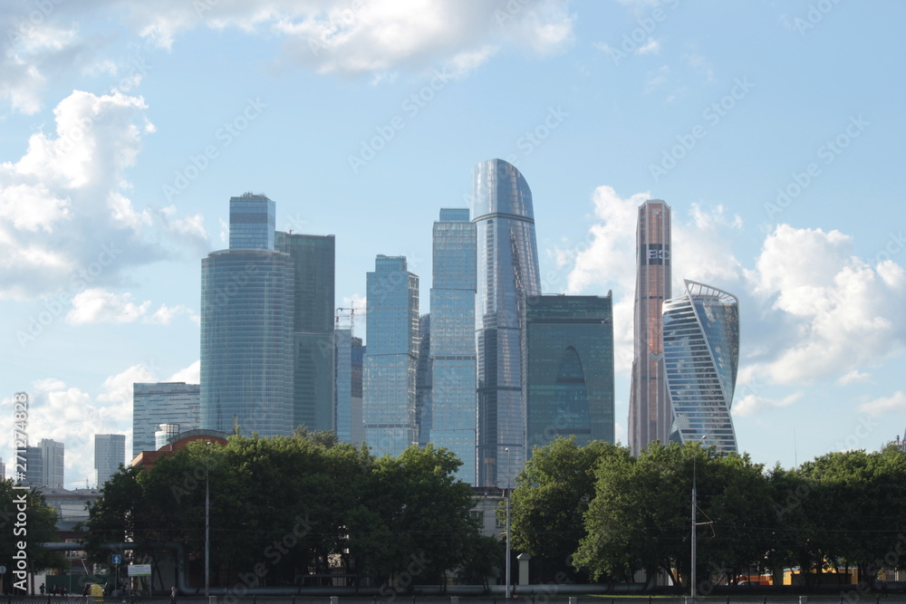 Fototapeta premium Stunning view from the bridge to Moscow City