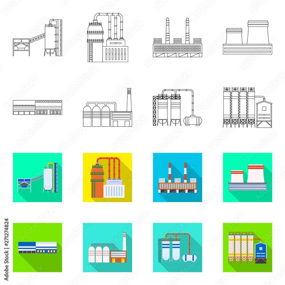 Vector illustration of production and structure logo. Collection of production and technology stock symbol for web.