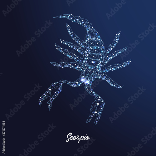 Zodiac sign Scorpio. The symbol of the astrological horoscope. Polygonal illustration