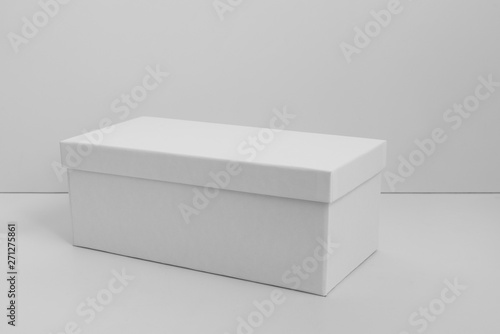 White cardboard box isolated on white background. Box mockup design. .