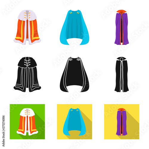 Isolated object of material and clothing icon. Collection of material and garment stock vector illustration.