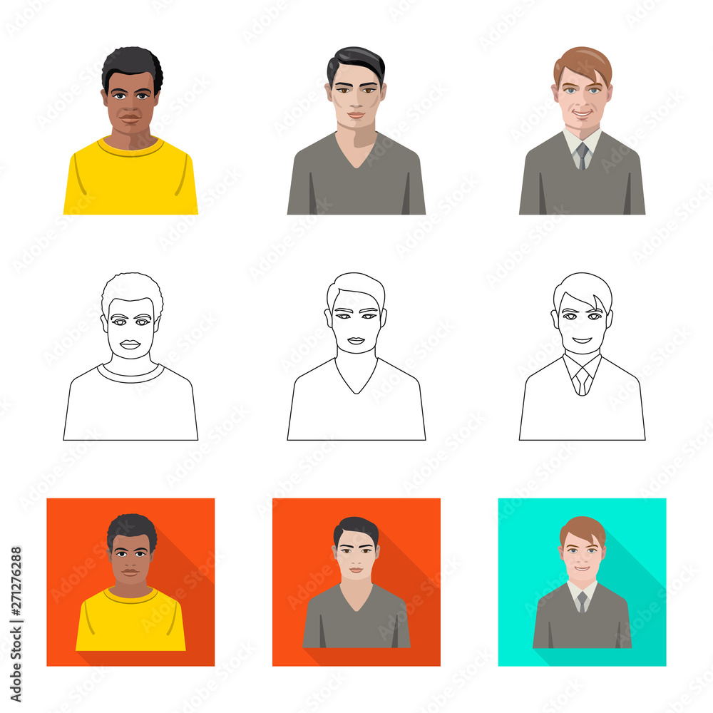 Vector illustration of hairstyle and profession logo. Collection of hairstyle and character stock vector illustration. Vector illustration of hairstyle and profession logo. Collection of hairstyle and character stock vector illustration.