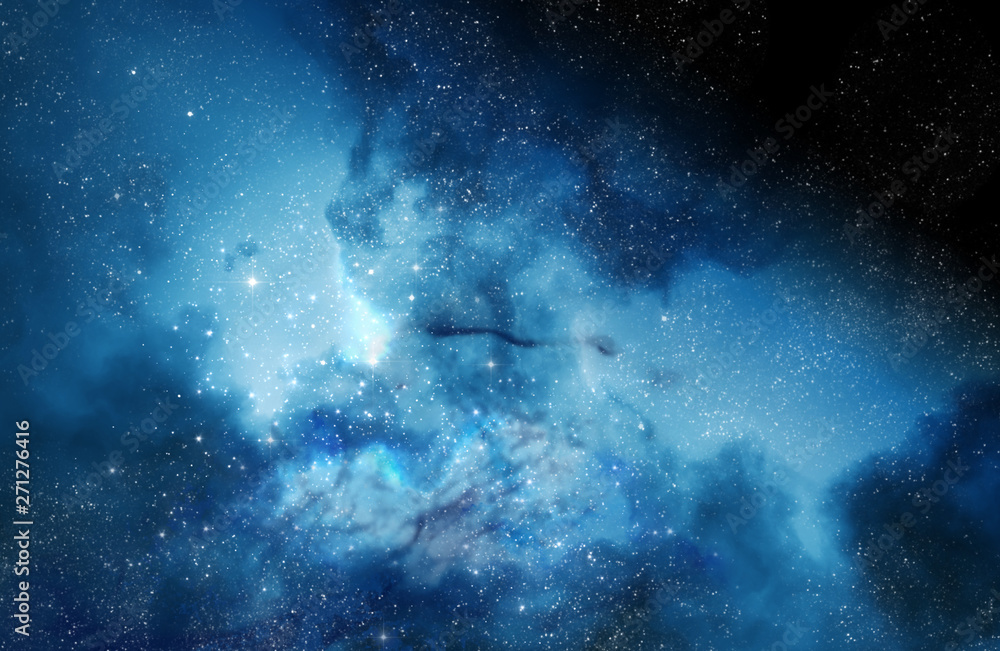 Deep space nebula and galaxy background 3d illustration. - obrazy, fototapety, plakaty 