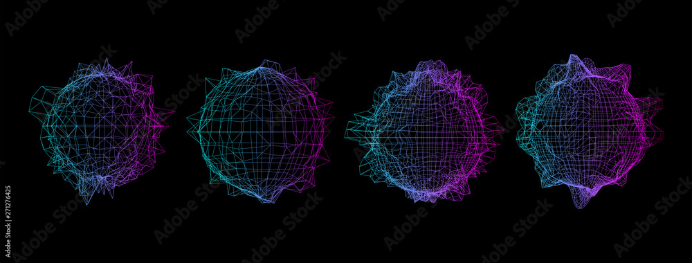 © Vitaly - Distorted wired polygonal sphere. Technology concept. Vector illustration.