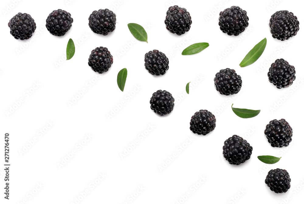 Blackberries isolated on white, top view Blackberries isolated on white, top view