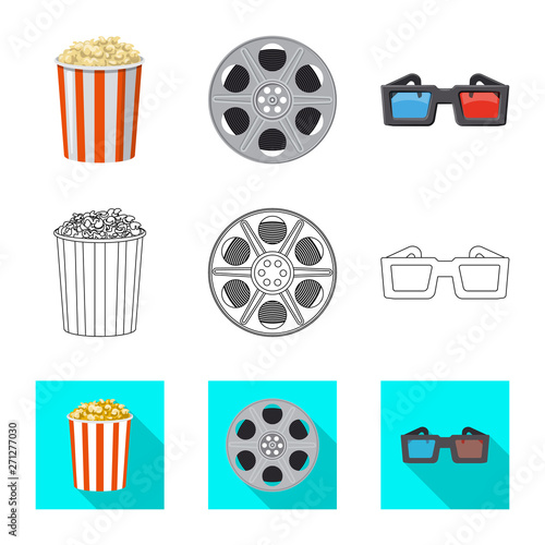 Vector design of television and filming symbol. Set of television and viewing stock vector illustration.