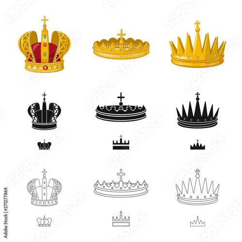 Vector illustration of medieval and nobility sign. Collection of medieval and monarchy stock symbol for web.