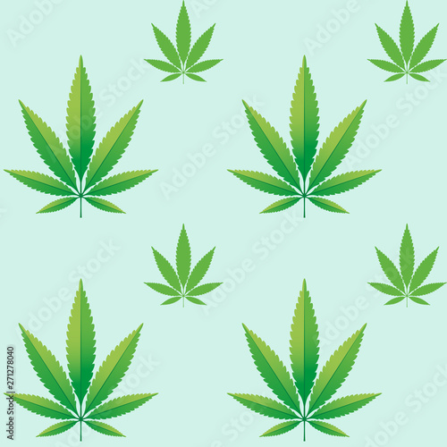 Hemp leaves seamless repetitive vector pattern