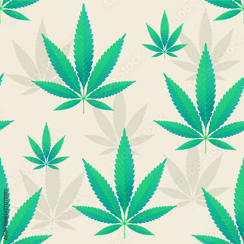 Hemp leaves seamless repetitive vector pattern