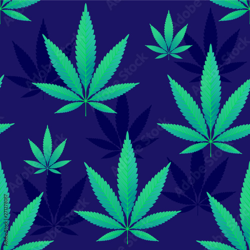 Hemp leaves seamless repetitive vector pattern