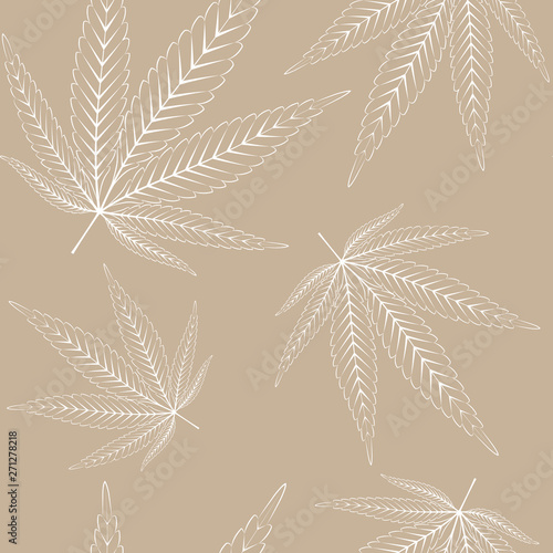 Hemp leaves seamless repetitive vector pattern