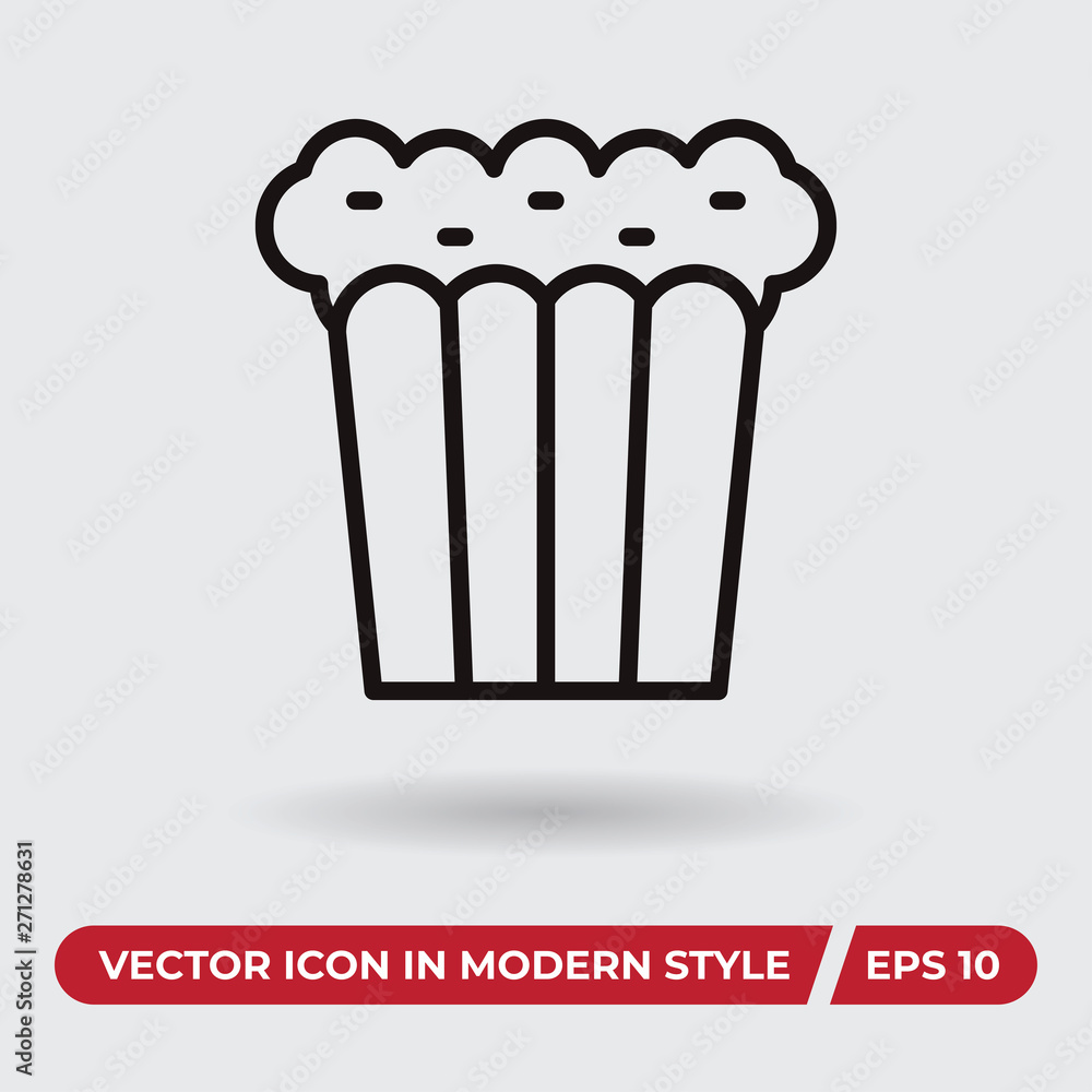 Popcorn vector icon in modern style for web site and mobile app
