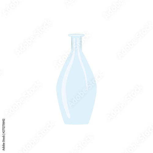 Glass wine empty bottle. tranparent icy-white decanter on white background. Flask for juice, wine, beer, spirits,