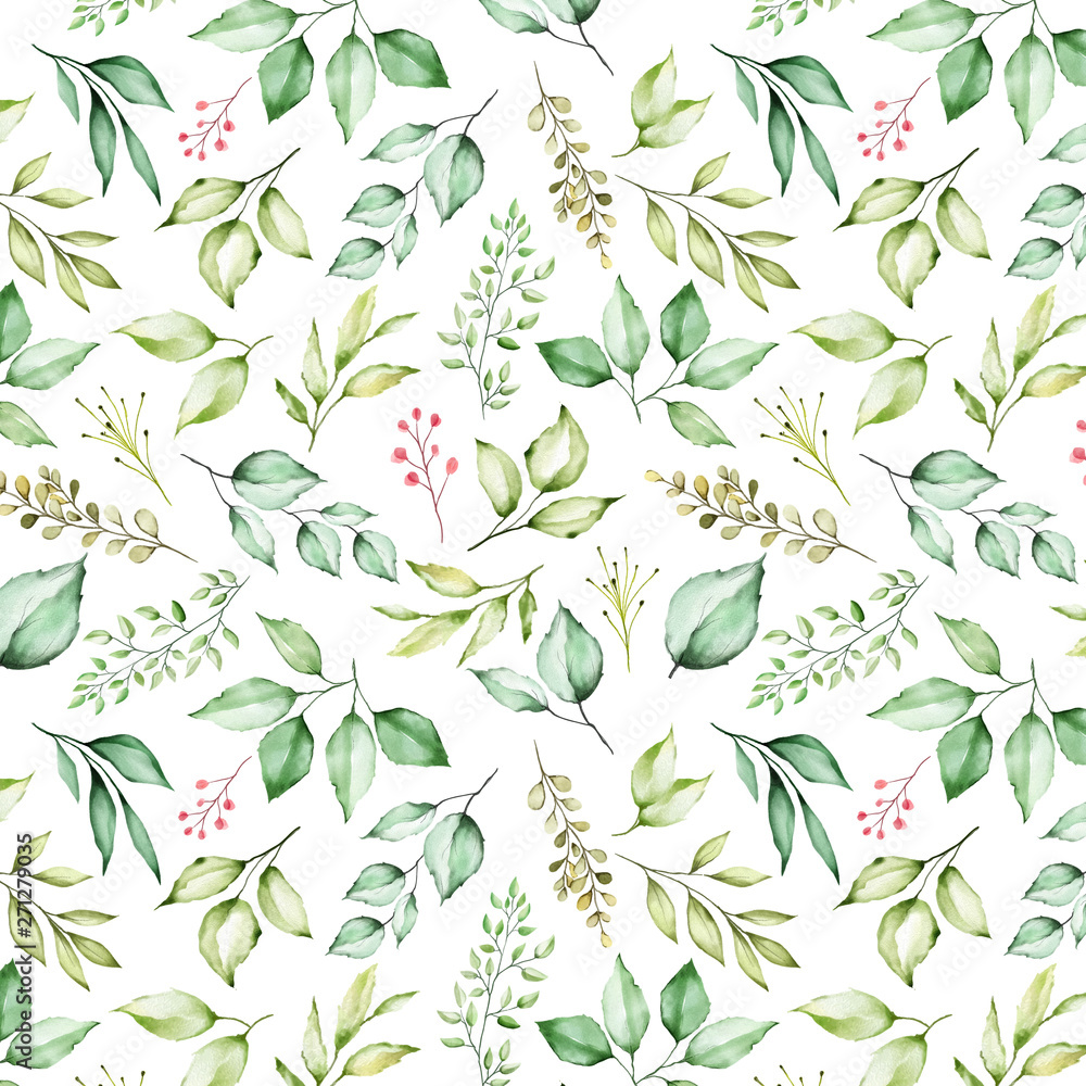 Fototapeta floral and leaves seamless pattern