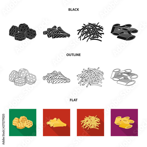 Vector design of pasta and carbohydrate symbol. Set of pasta and macaroni stock vector illustration.