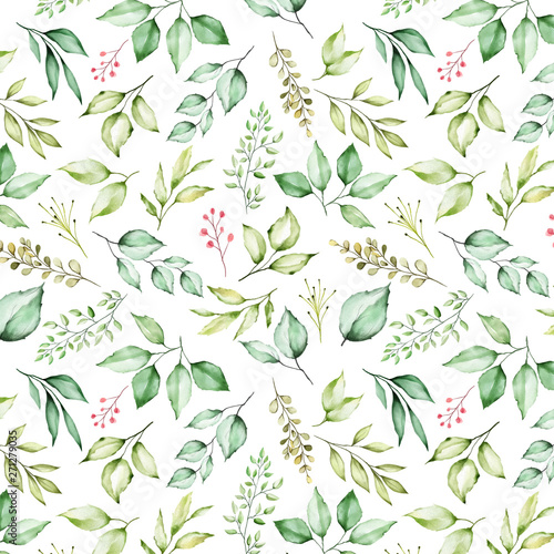 floral and leaves seamless pattern