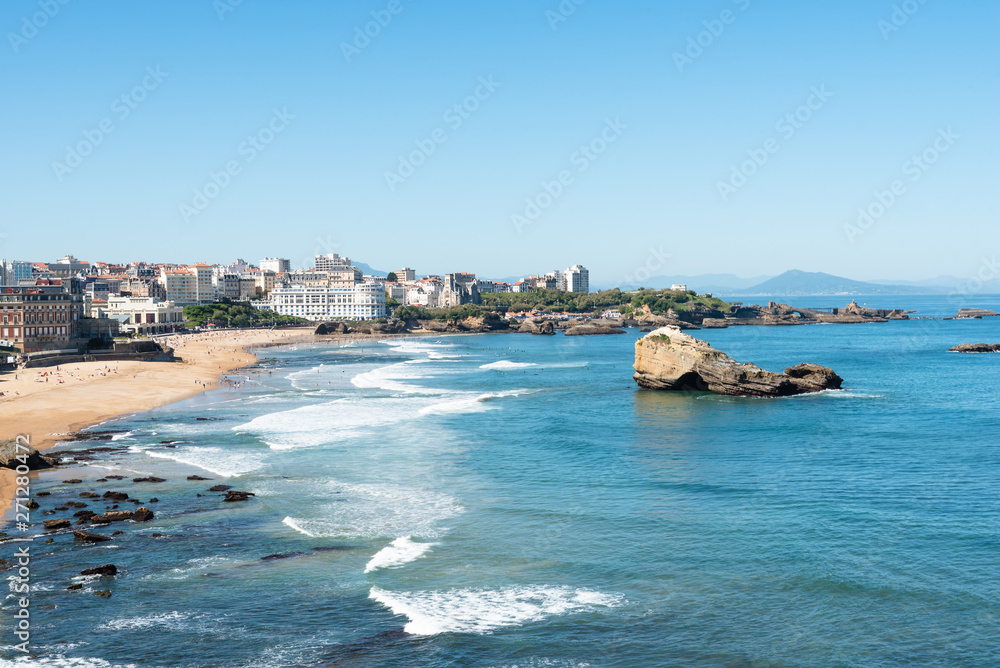 The beach of Biarritz. Basque coast of France.