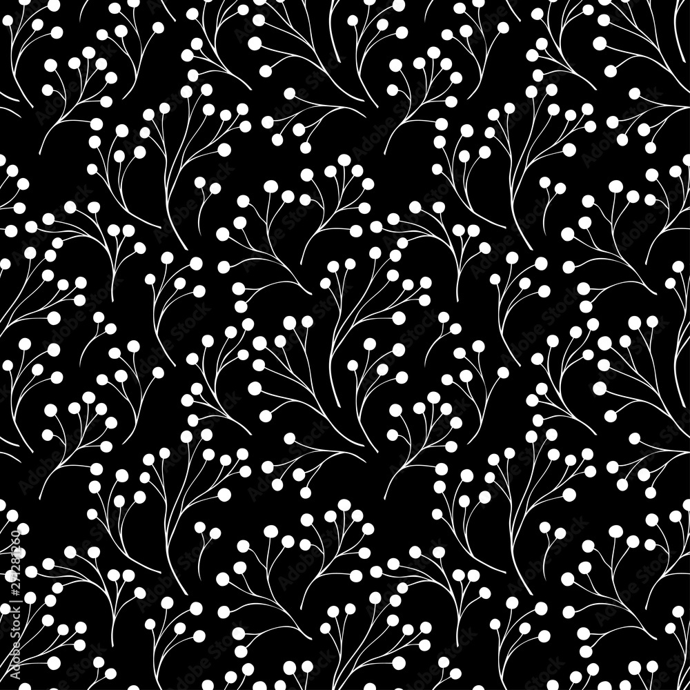Seamless pattern with abstract branches white on black for decoration different things