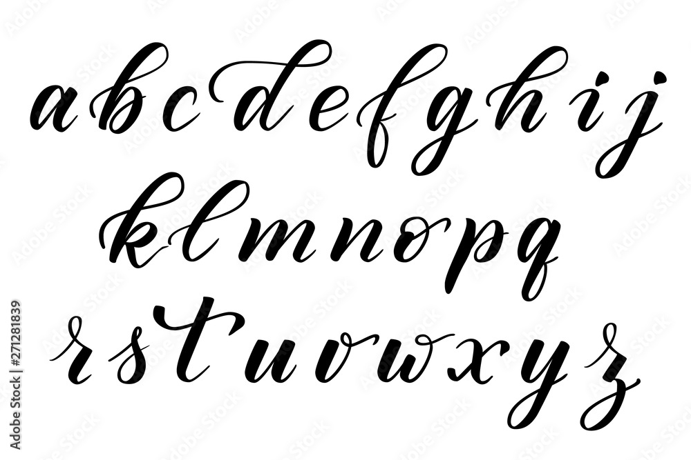 Handwritten modern brush calligraphy Alphabet isolated on white. Vector ...