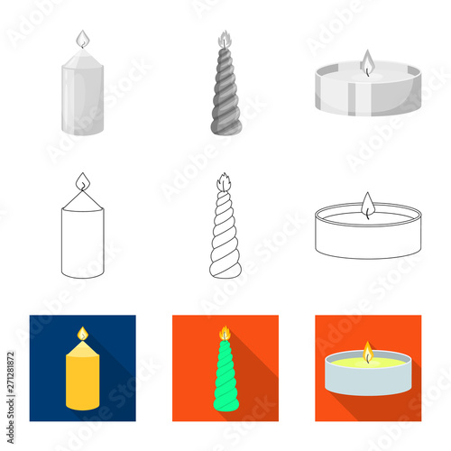 Vector illustration of relaxation and flame icon. Set of relaxation and wax stock symbol for web.