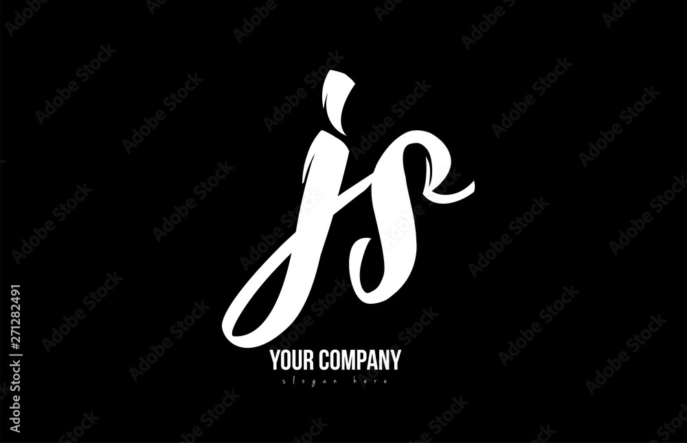 joined js j s alphabet letter logo icon design black and white joined js j s alphabet letter logo icon design black and white