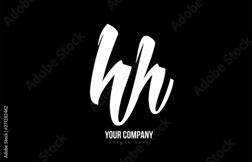 joined hh h h alphabet letter logo icon design black and white