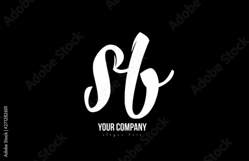 joined sb s b alphabet letter logo icon design black and white