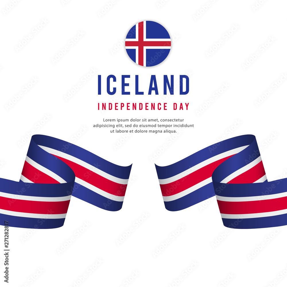 Iceland independence day vector template. Design for banner, greeting cards or print.