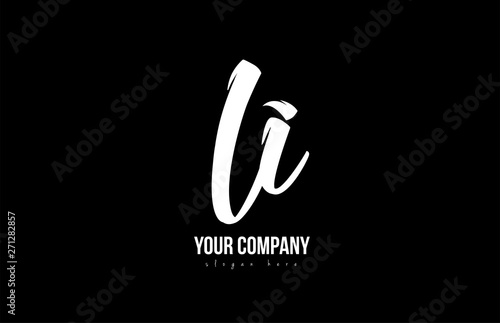 joined li l i alphabet letter logo icon design black and white