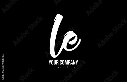 joined le l e alphabet letter logo icon design black and white photo