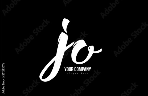 joined jo j o alphabet letter logo icon design black and white