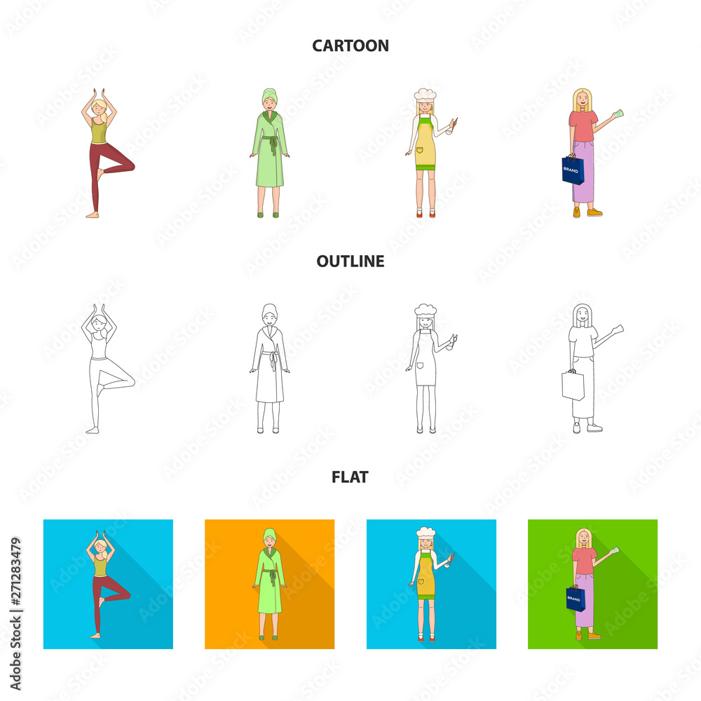 Vector illustration of posture and mood sign. Set of posture and female stock vector illustration. Vector illustration of posture and mood sign. Set of posture and female stock vector illustration.