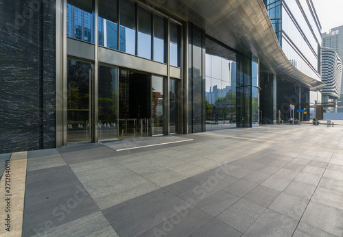Panoramic skyline and buildings with empty concrete square floor in shenzhen,china