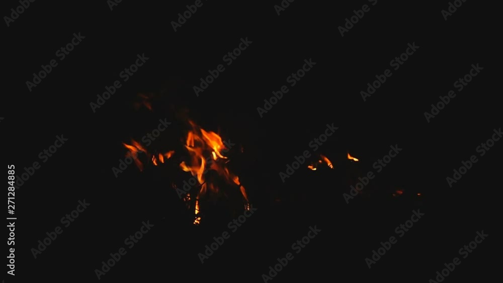 Burning fire. Bonfire. Closeup of flames burning on black background, slow motion Burning fire. Bonfire. Closeup of flames burning on black background, slow motion